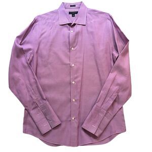 Banana Republic Men’s French Cuff Shirt Large 16-16 1/2 Purple Birds Eye Pattern